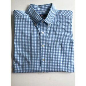 Vineyard Vines Performance Dress Shirt Slim Fit Murray Blue White Check XXL